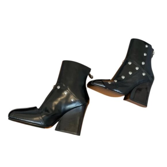 New in Box Louis Vuitton Black Patti Studded Leather Wedge Ankle Boots 39 - Picture 7 of 8